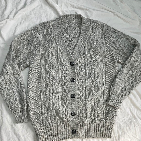 Handknit Sweaters - Women’s L/XL Cable Knit Handmade Cardigan